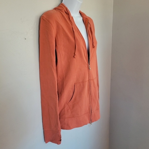 Modbe Medium Orange Long Sleeve Zip Up Jacket Double Zipper Hooded Thumb Hole - Picture 4 of 9